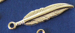  silver plated 20mm long by 4.5mm wide feather charm 