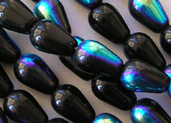  czech jet ab 9mm x 6mm drop glass bead (25ps) 