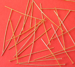  gold plated flat ended 25mm headpin (pp100) 