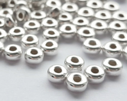  <10.75g/100> sterling silver 4mm x 2mm rondelle bead, 1.5mm hole 