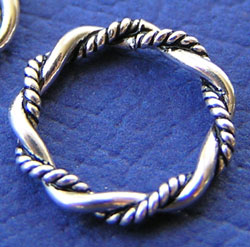  sterling silver ornate twisted 10mm diameter, 1.5mm thick, closed jump rings 