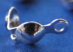  sterling silver 7mm long by 3mm diameter closed loop clamshells / bead tips / calottes - fits crimps upto 2mm long 