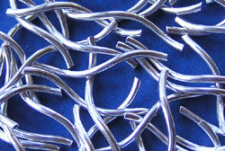  sterling silver 18mm long twisted tube bead with 1mm outside diameter 