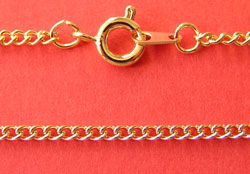 plated gold 2mm curb links, 16 inch length, pendant chain
