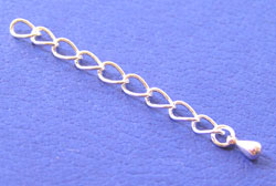  silver plated 45mm long extension chain, 4mm links, 3mm teardrop (pp50) 