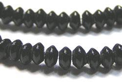  string of black onyx 5mm x 2.5mm (variable) puffed rondelle beads - approx 165 per string 