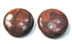  red picture jasper 30mm x 7mm (variable) puffed coin bead 