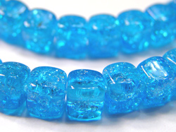  czech crackle glass vivid blue 6mm rounded-edge cube bead  *** QUANTITY IN STOCK =22 *** 