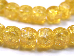  czech crackle glass amber 6mm rounded-edge cube bead 