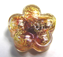  venetian murano cranberry red glass over 24k gold foil 15mm flower bead *** QUANTITY IN STOCK =9 *** 