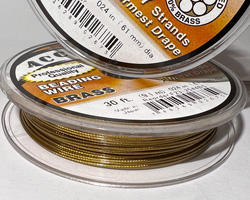  --CLEARANCE--  9.1 meter (30 feet) reel - accuflex - 7 strand *clear coated* nylon coated brass stringing/beading wire, 0.61mm total outside diameter 