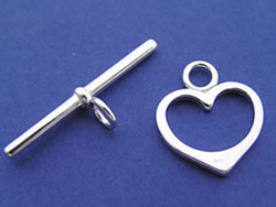  sterling silver, stamped 925, 14.5mm heart toggle clasp with 24mm bar 