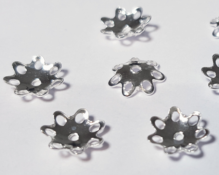  sterling silver 7mm x 1.5mm 7-petal beadcap - fits beads 10mm+ 