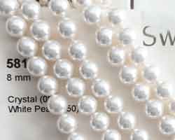  swarovski 5810 white 8mm pearl bead (50ps) 