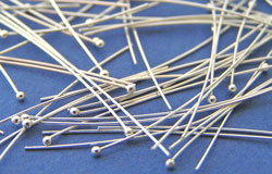  sterling silver, soft, 27 gauge (approx 0.35mm thick) ball-ended 26mm headpin 