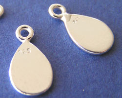  sterling silver, 11mm x 6mm x 0.8mm oval tag 