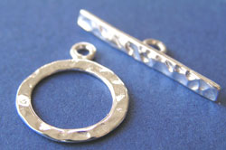  sterling silver 14mm flat hammered toggle clasp with 24mm bar 