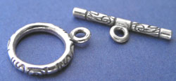  sterling silver 11.75mm patterned toggle clasp with 19mm bar, very pretty 