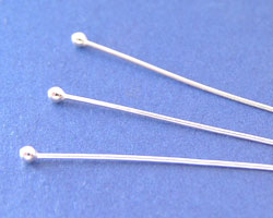  sterling silver, half hard, 24 gauge (approx 0.5mm thick) 1.3mm ball-ended 40mm headpin 
