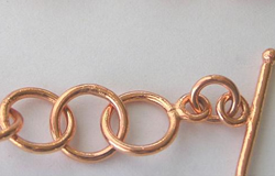  copper plain 10.5mm round links with toggle fastening charm bracelet 