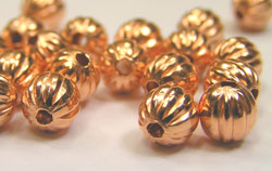  solid copper 6mm corrugated round beads 