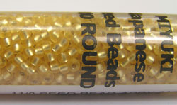  24g tube of japanese miyuki 11/0 semi-matt silver lined gold seed beads 