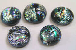  --CLEARANCE-- dichroic glass 11mm + diameter x 6mm puffed round cabochon - silvers 