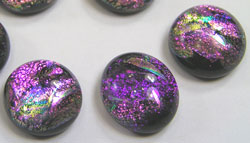  --CLEARANCE-- dichroic glass 11mm + diameter x 6mm puffed round cabochon - pinks/purples 
