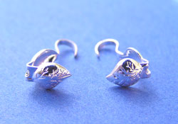  silver plated patterned leaf shaped 4mm bead tips / ends / calottes - cup diameter is 4mm (pp50) 