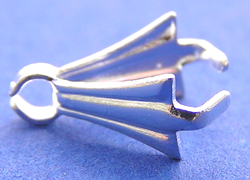  plated silver 10mm shaped triangle squeeze closed bail - jaw depth 8mm, ends 1mm, open ring on top 1mm ID 