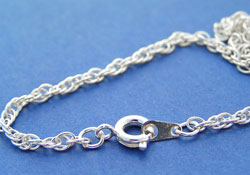  silver plated 16 inch length, rope pendant chain 
