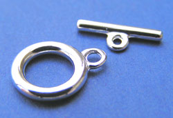  silver plated, nickel free, plain toggle clasp with 11mm ring and 13.5mm bar 