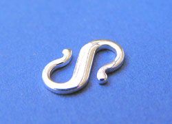  silver plated, nickel free, 12.5mm x 6.5mm x 1.2mm thick S hook clasp 