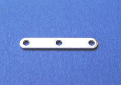  silver plated, nickel free, 19mm x 3mm bar connector, with x3 holes each with ID of 1.3mm (pp24) 