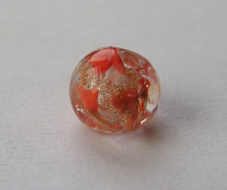  venetian murano clear over red glass with aventurina venetian 8mm round bead *** QUANTITY IN STOCK =35 *** 
