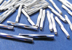  silver plated 13mm x 1.5mm twisted tube bead (pp50) 