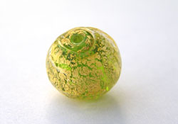  venetian murano peridot glass over 24k gold 10mm round bead *** QUANTITY IN STOCK =22 *** 