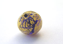  venetian murano cobalt glass over 24k gold 10mm round bead *** QUANTITY IN STOCK =38 *** 