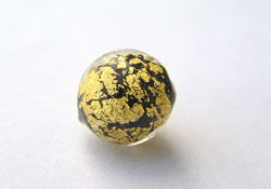  venetian murano jet black glass over 24k gold 8mm round bead *** QUANTITY IN STOCK =21 *** 