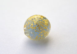  venetian murano opalino aqua glass over 24k gold 8mm round bead *** QUANTITY IN STOCK =14 *** 