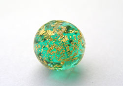  venetian murano sea foam green glass over 24k gold 10mm round bead *** QUANTITY IN STOCK =10 *** 