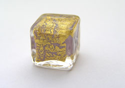  venetian murano opaque violet glass under 24k gold foil 10mm cube bead  *** QUANTITY IN STOCK =27 *** 