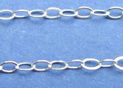  cm's - SOLD IN METRIC LENGTHS - sterling silver 3mm flat oval link chain, links are 2.8mm long x 1.8mm high 