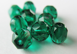  czech emerald 6mm firepolished faceted round glass bead (68ps) 