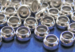  <6.95g/100> sterling silver 5mm x 2.35mm large hole spacer, 3.2mm hole 
