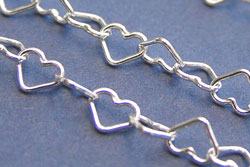  cm's - SOLD IN METRIC LENGTHS - sterling silver 4mm x 3.2mm heart chain, 5.6 grams per meter 