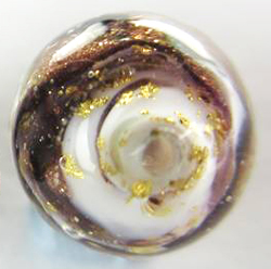  venetian murano marbled chocolate and ivory glass with 24k gold and aventurina 8mm round bead *** QUANTITY IN STOCK =13 *** 