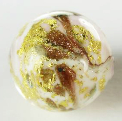  venetian murano marbled pale pink and ivory glass with 24k gold and aventurina 12mm round bead *** QUANTITY IN STOCK = 24 *** 
