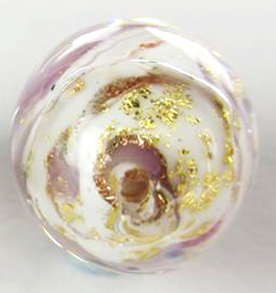  venetian murano marbled violet and ivory glass with 24k gold and aventurina 12mm round bead *** QUANTITY IN STOCK = 16 *** 