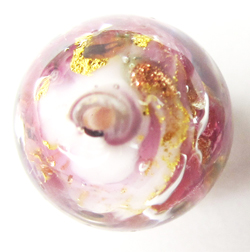  venetian murano marbled violet and ivory glass with 24k gold and aventurina 8mm round bead *** QUANTITY IN STOCK =21 *** 